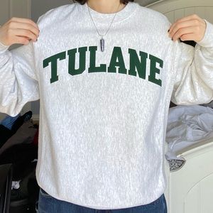 M Vtg champion reverse weave ￼Tulane University crewneck sweatshirt mens Gray￼